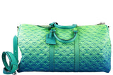 Louis Vuitton x Virgil Abloh Keepall 50B Blue and Green Monogram Taurillon Illusion Silver Hardware