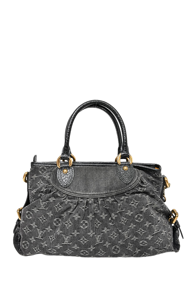 Louis Vuitton Dark Grey Monogram Denim 'Cabby' Zip Bag with Strap