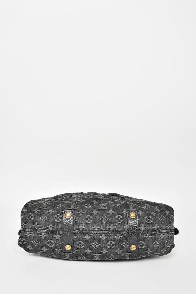Louis Vuitton Dark Grey Monogram Denim 'Cabby' Zip Bag with Strap
