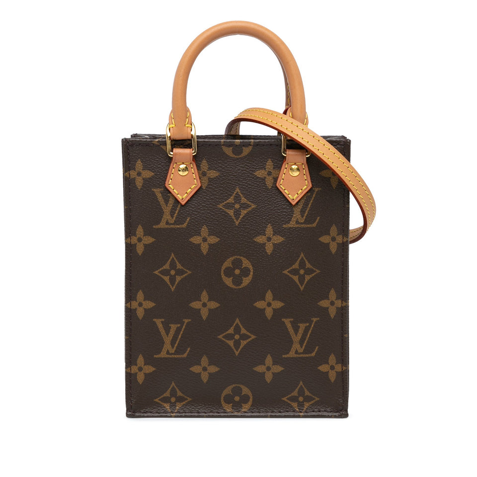 Brown Louis Vuitton Monogram Petit Sac Plat Satchel