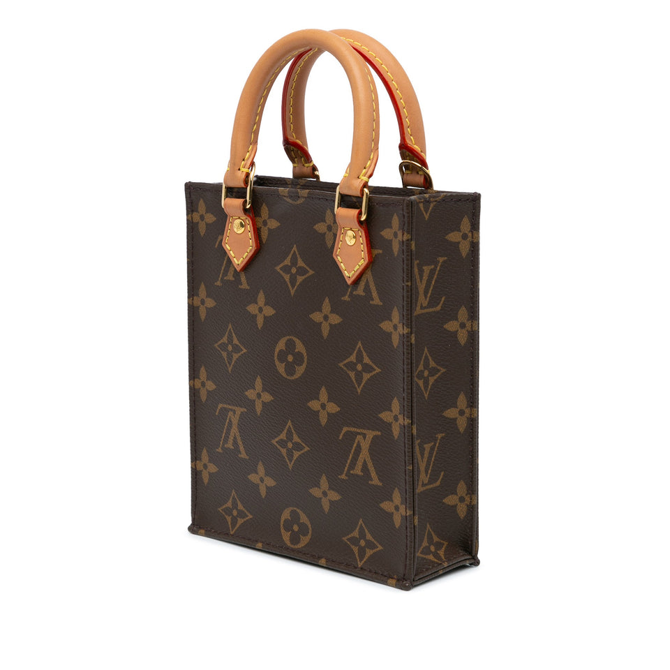 Brown Louis Vuitton Monogram Petit Sac Plat Satchel