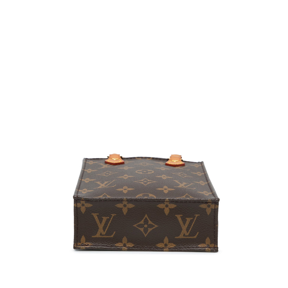 Brown Louis Vuitton Monogram Petit Sac Plat Satchel
