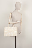 CHRISTIAN DIOR Medium Book Tote Toile de Jouy Embroidery Gold & White
