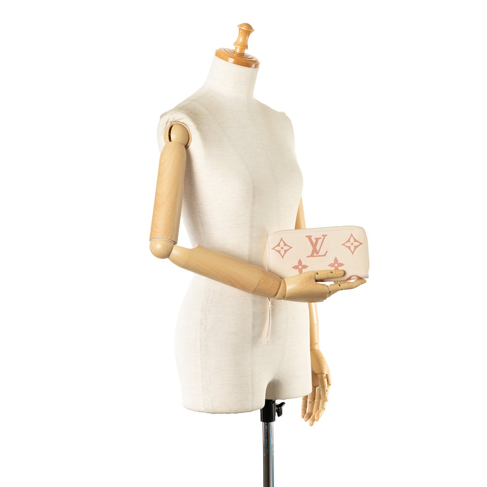 Cream Louis Vuitton Monogram Bicolor Empreinte Giant Zippy Wallet