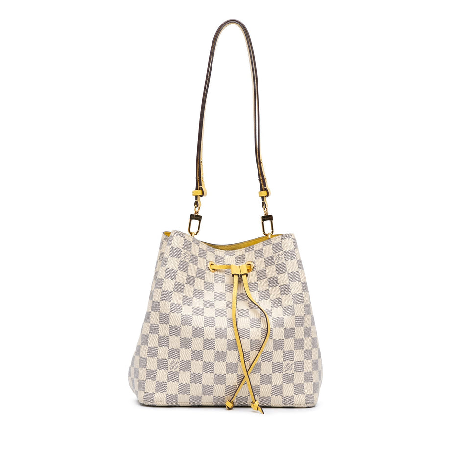 White Louis Vuitton Damier Azur Neonoe MM Bucket Bag