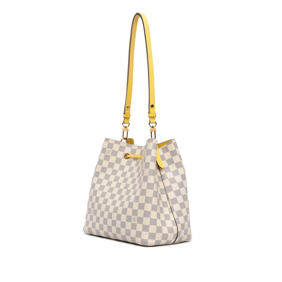 White Louis Vuitton Damier Azur Neonoe MM Bucket Bag