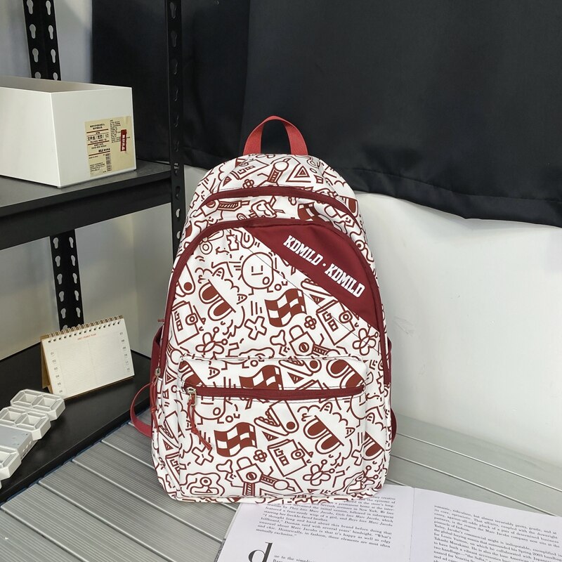 Men Cool School Backpacks Nylon Highschool Student Schoolbag Teens Graffiti Book Bag Women Rucksack Travel Bag Big Preppy Schoolbag