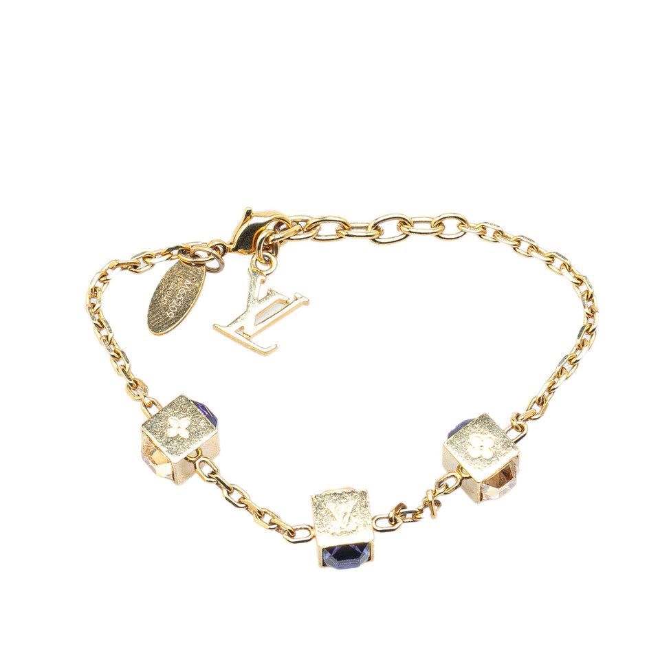 Gold Louis Vuitton Gold Plated Gamble Crystal Bracelet