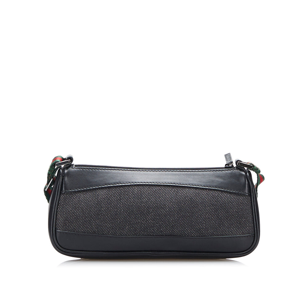 Gucci Web Baguette Black GG Denim Canvas