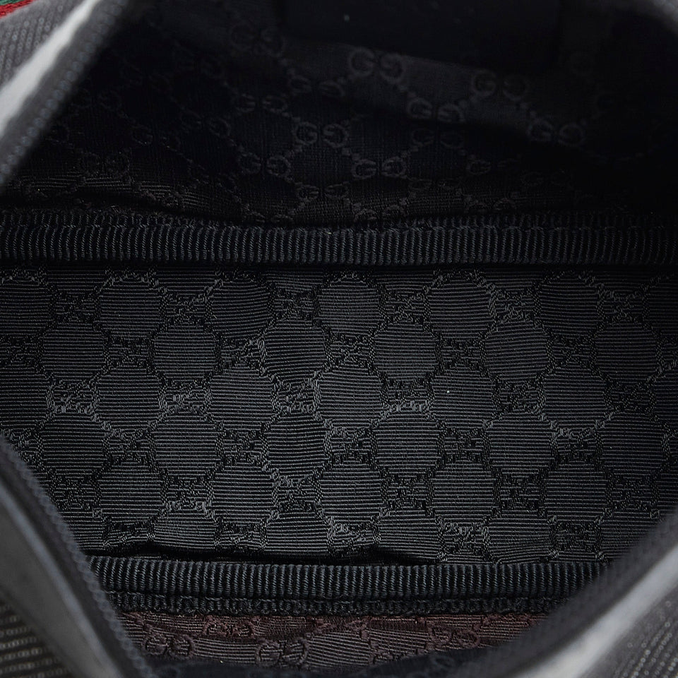 Gucci Web Baguette Black GG Denim Canvas