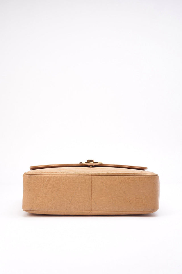 Chanel Jumbo Classic Flap Bag in Caviar Beige Leather