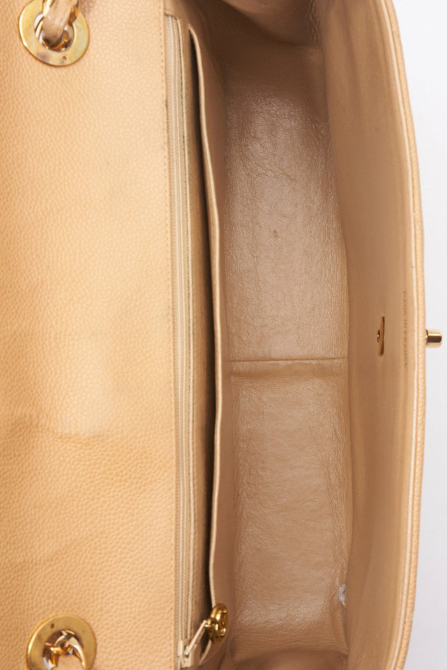 Chanel Jumbo Classic Flap Bag in Caviar Beige Leather