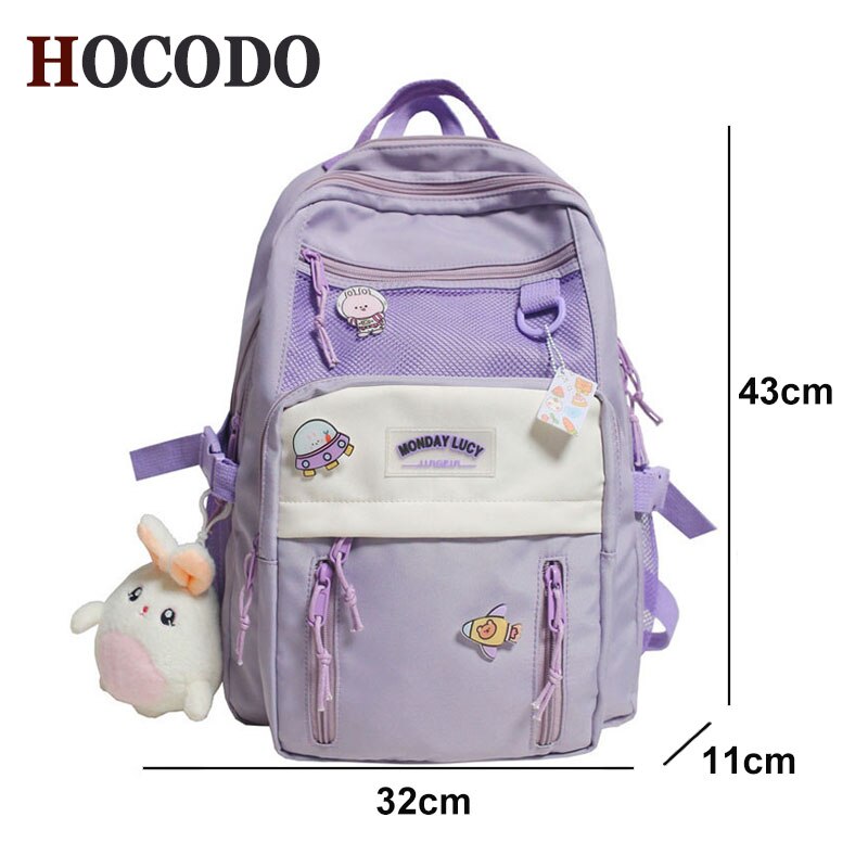 School Backpacks for Girls Purple Women College School Bag for Teenage Girls Cute Casual Bookbags Travel Nylon Waterproof Backpack