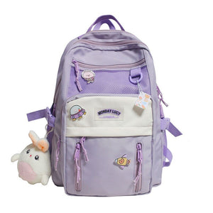 School Backpacks for Girls Purple Women College School Bag for Teenage Girls Cute Casual Bookbags Travel Nylon Waterproof Backpack