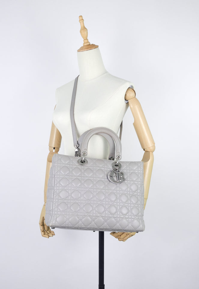 Lady Dior Large Lambskin Leather Bag