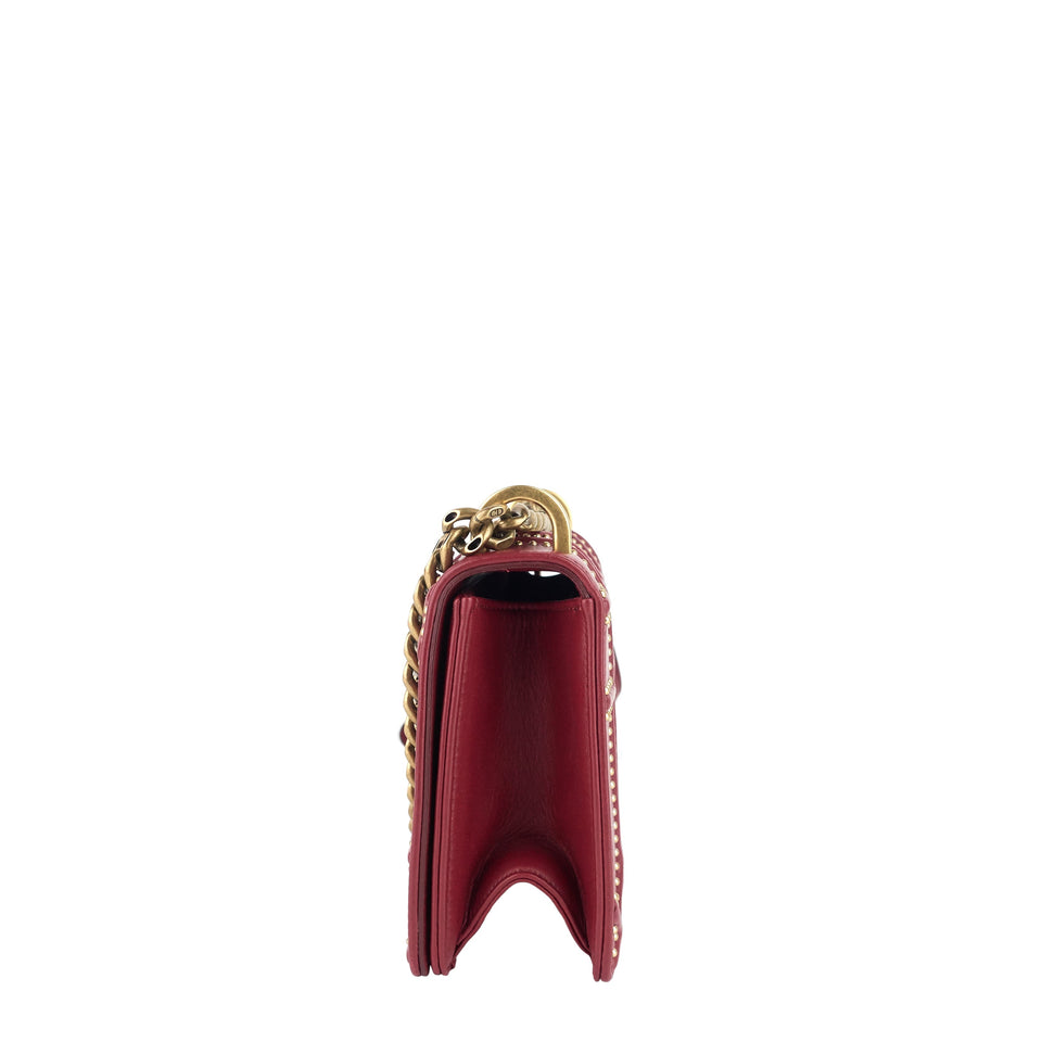 Diorama Medium Studded Calfskin Leather Bag