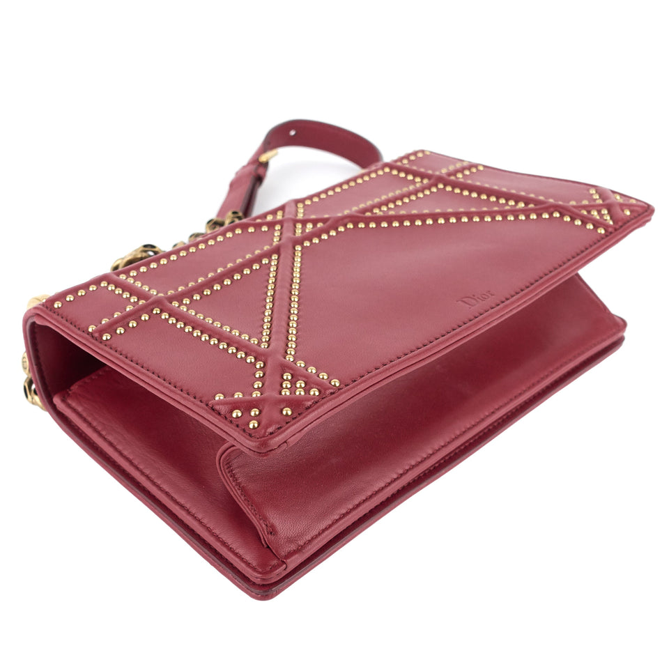 Diorama Medium Studded Calfskin Leather Bag