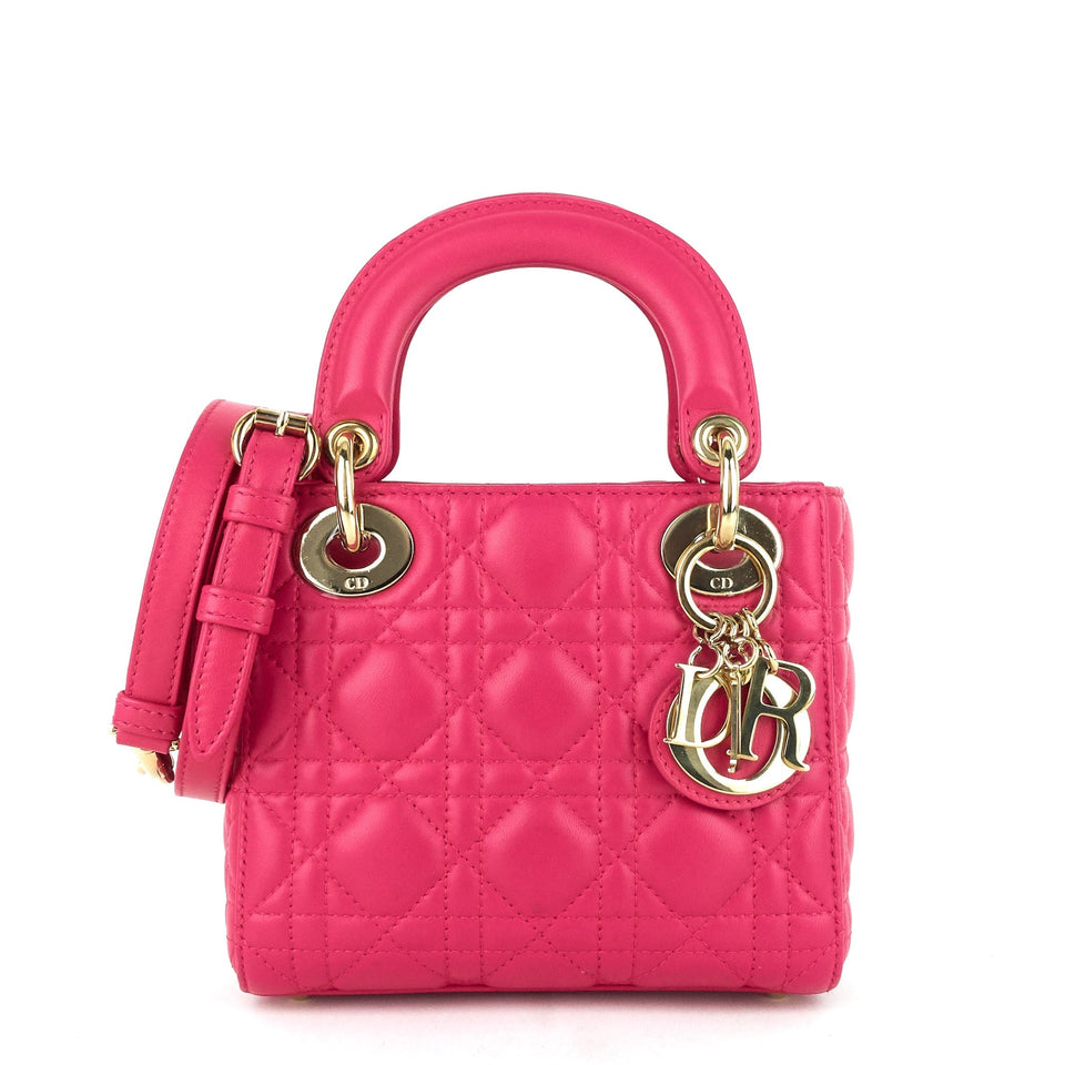 Lady Dior Mini Cannage Lambskin Leather Bag