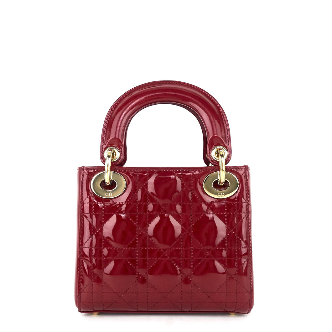 Lady Dior Mini Patent Leather Bag