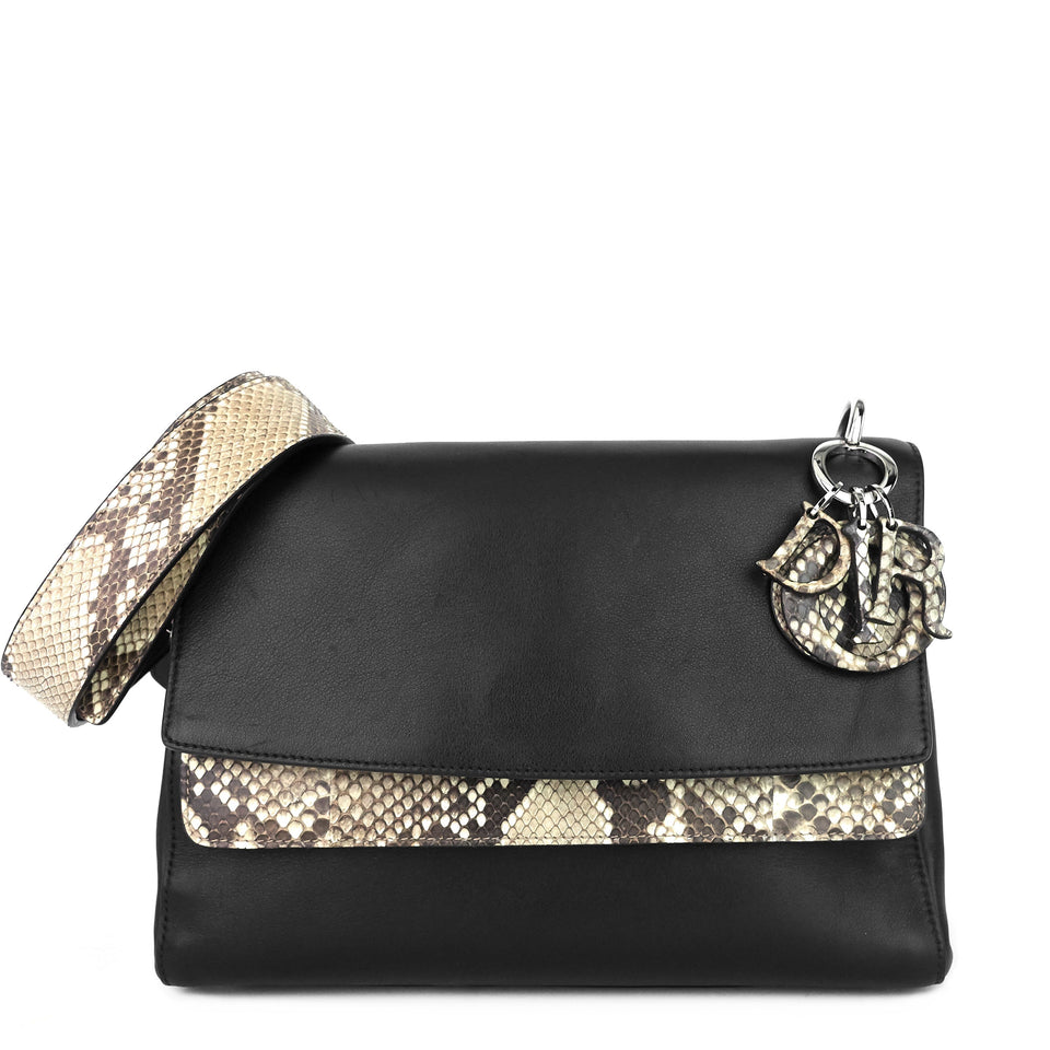 Be Dior Double Flap Calfskin and Python Bag