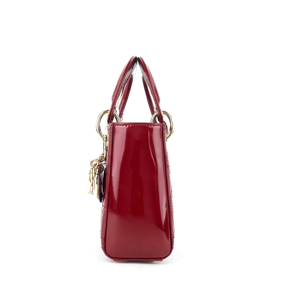 Lady Dior Mini Patent Leather Bag