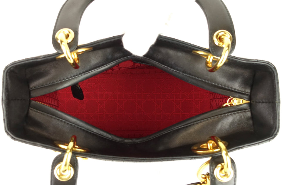 Lady Dior Medium Cannage Lambskin Leather Bag