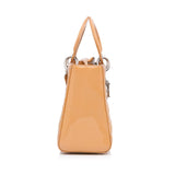 Dior Lady Dior Medium Light Orange Cannage Quilted Patent Leather