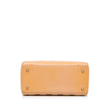 Dior Lady Dior Medium Light Orange Cannage Quilted Patent Leather