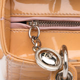 Dior Lady Dior Medium Light Orange Cannage Quilted Patent Leather