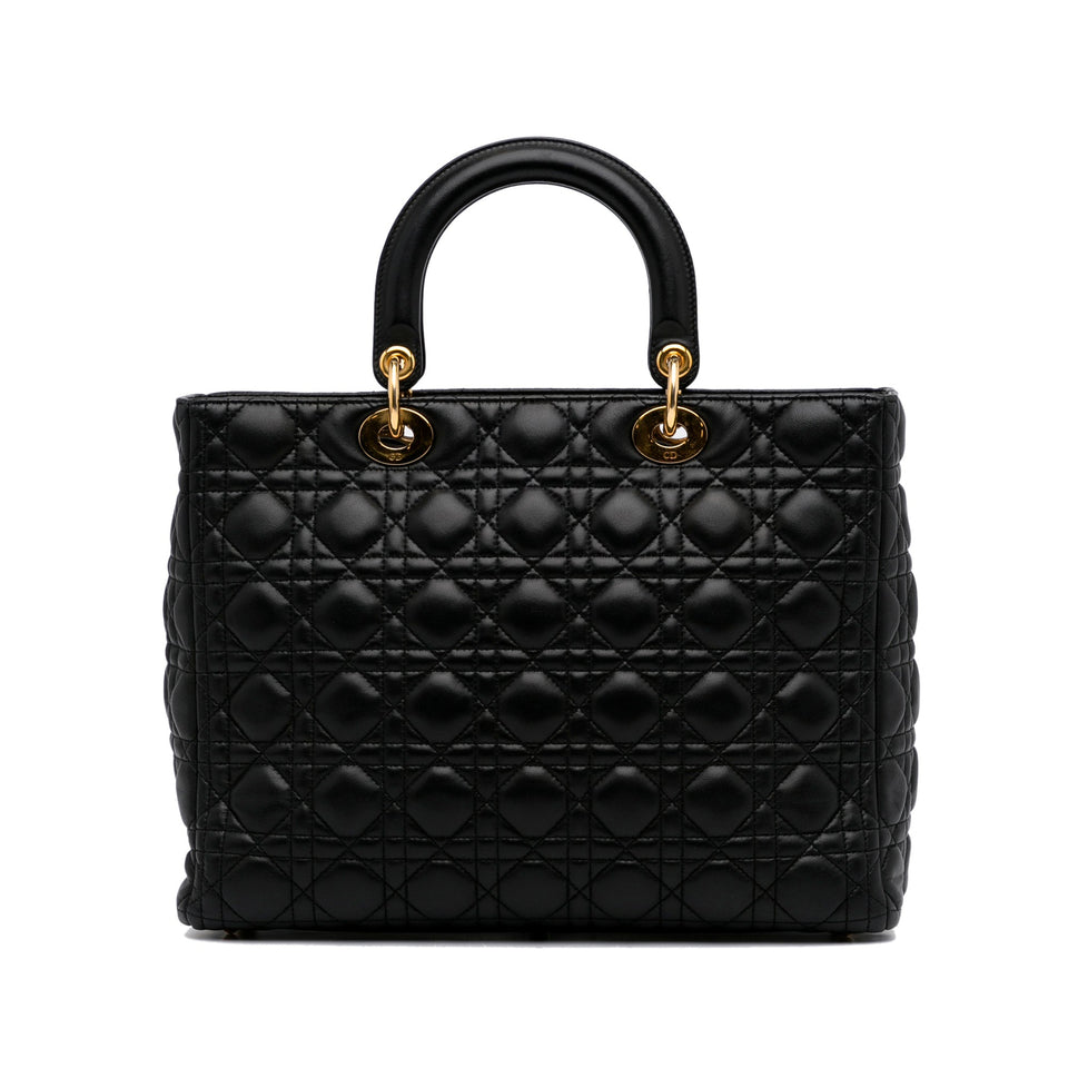 Dior Lady Dior Large Black Cannage Quilted Leather