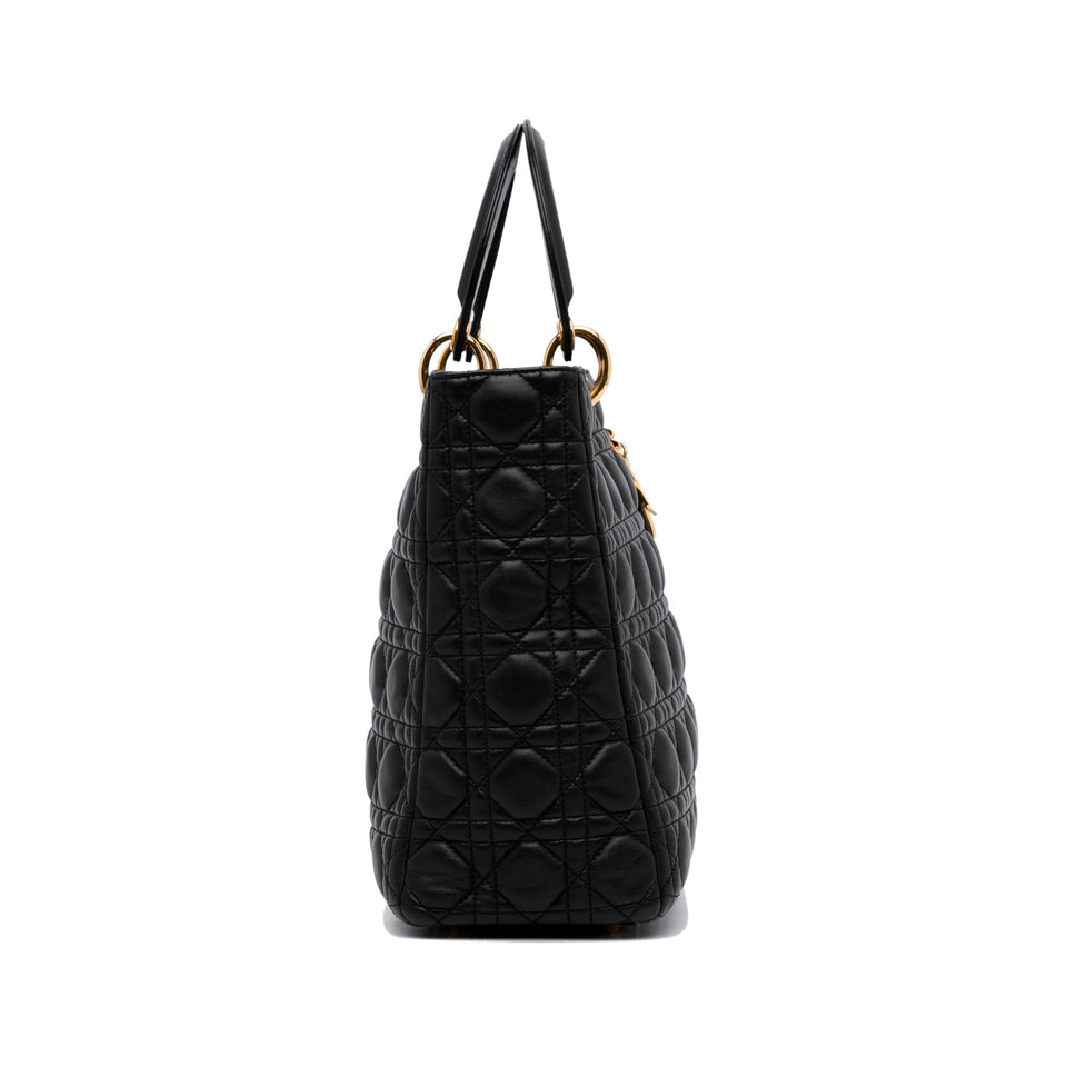 Dior Lady Dior Large Black Cannage Quilted Leather