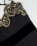 Prada Black Silk Lingerie Top and Midi Skirt Set with Embroidery Details Size IT 42 (UK 10)