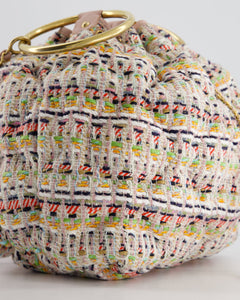 Chanel Limited Edition Multi-Colour Tweed Chesterfield Bucket Bag with Brushed Gold Ring Detail