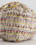 Chanel Limited Edition Multi-Colour Tweed Chesterfield Bucket Bag with Brushed Gold Ring Detail