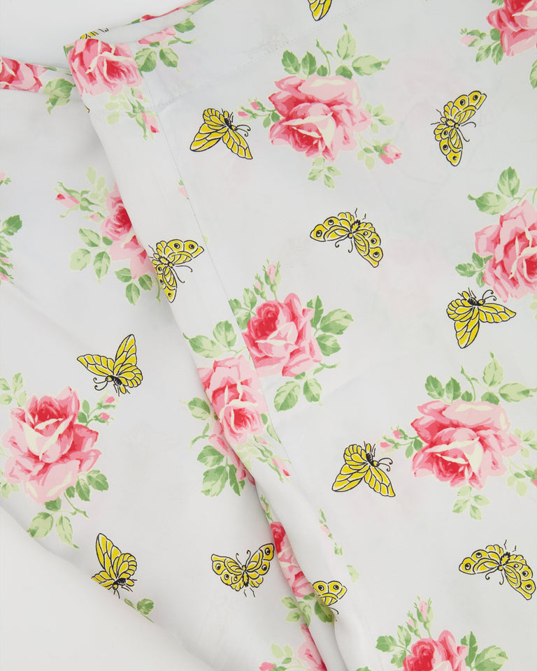 Prada Baby Blue Silk Floral High-Rise Pants Size IT 44 (UK 12)