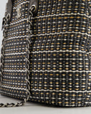 Chanel Black Raffia Chain CC Tote Bag with Silver Hardware