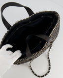 Chanel Black Raffia Chain CC Tote Bag with Silver Hardware