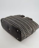Chanel Black Raffia Chain CC Tote Bag with Silver Hardware