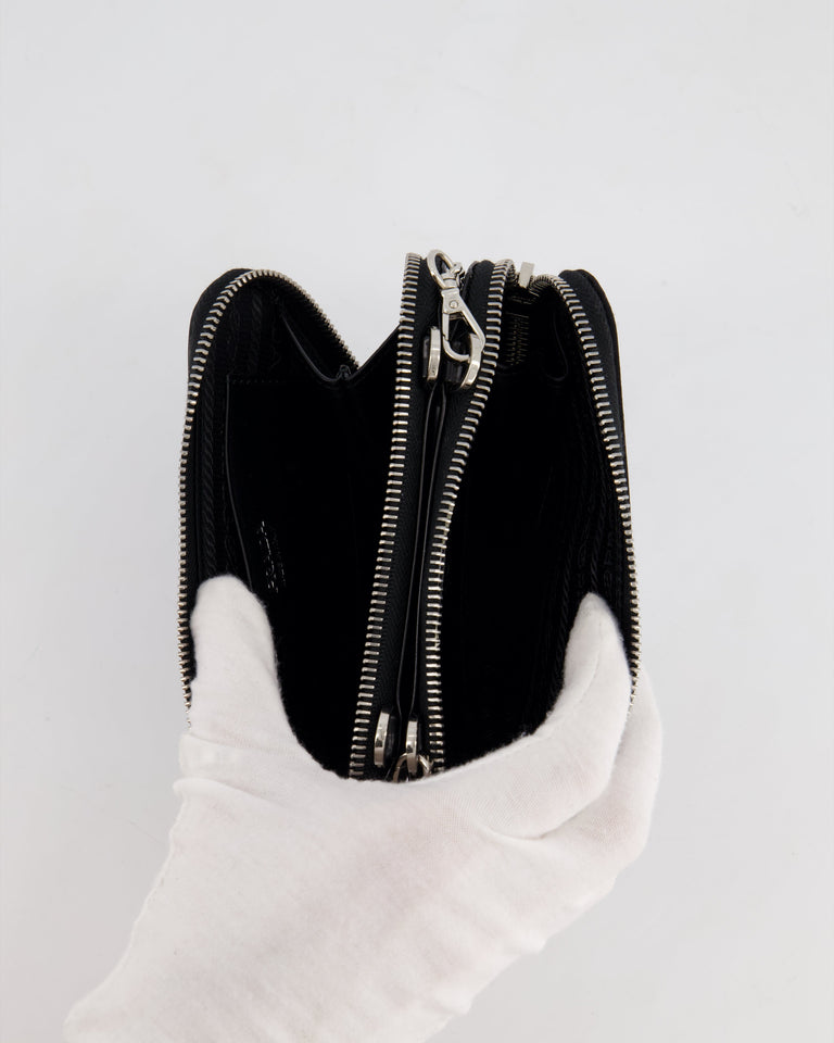 Prada Black Triangular Embellished Satin and Leather Mini-Pouch Bag with Crystals and Removable Straps