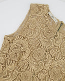 Prada Metallic Gold Sleeveless Floral Crochet Midi Dress Size IT 42 (UK 10)
