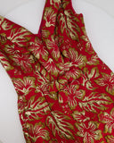 Prada Red & Gold Midi Dress with Floral & Bow Detail Size IT 40 (UK 8)
