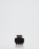 Prada Black Enameled Metal Claw Hair Clip with Gold Triangle Logo Plaque