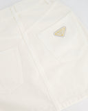 Prada White Denim Mini Skirt With Back Pocket Logo Detail Size IT 36 (UK 4)