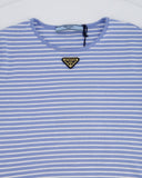 Prada Baby Blue and White Stripped Jersey Cropped Top Size IT 38 (UK 6)