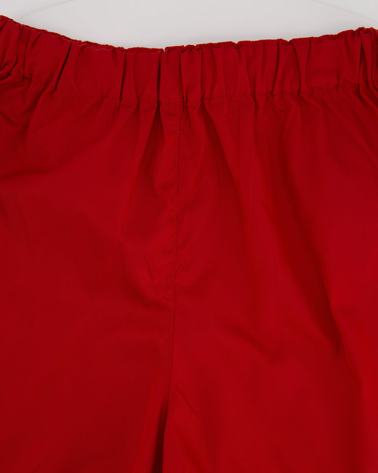 Prada Red Nylon High-Waist Shorts with Leather Plaque Detail Size IT 40 (UK 8)