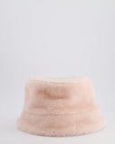 Prada Pink Shearling Bucket Hat with Logo Size L