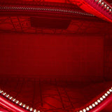 Dior Lady Dior Medium Red Cannage Quilted Patent Leather