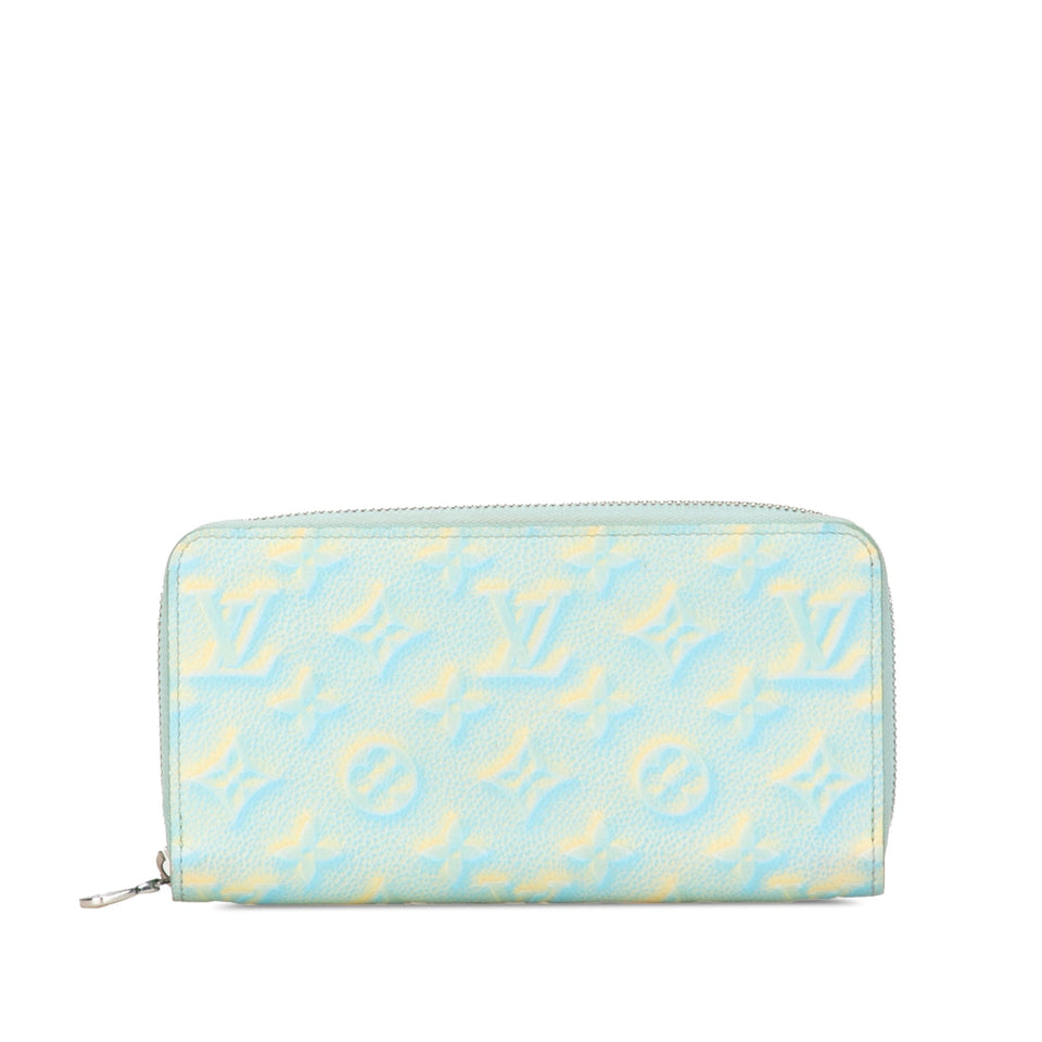Blue Louis Vuitton Monogram Empreinte Summer Stardust Zippy Wallet