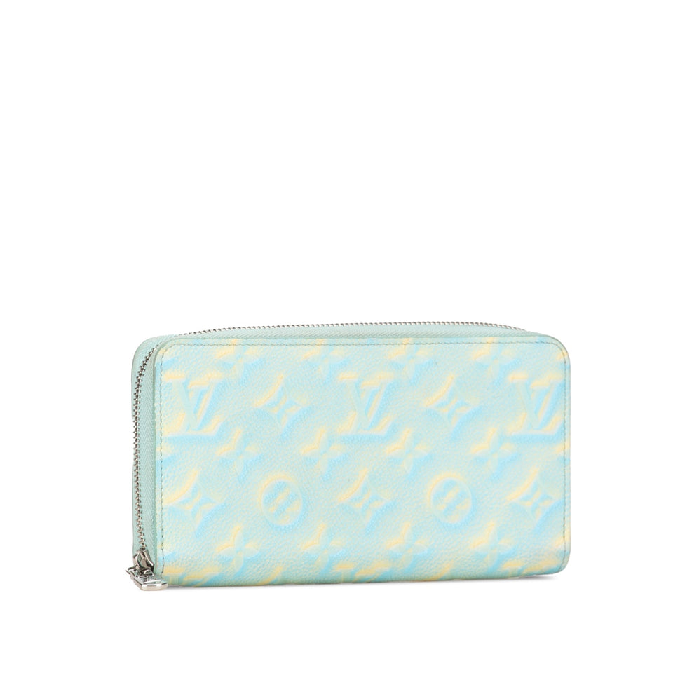 Blue Louis Vuitton Monogram Empreinte Summer Stardust Zippy Wallet