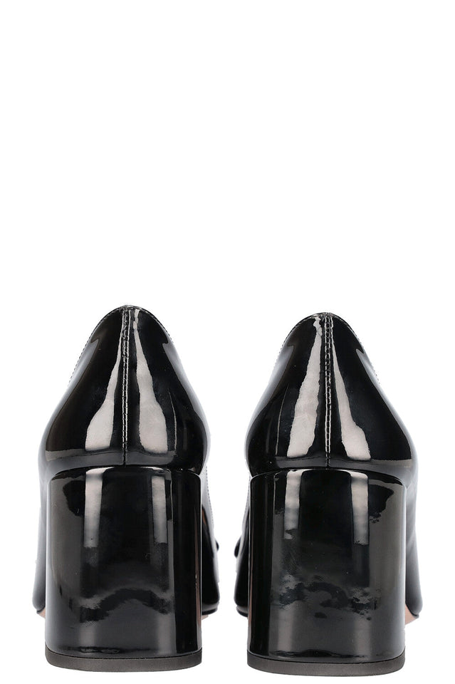 PRADA Logo Heels Patent Black